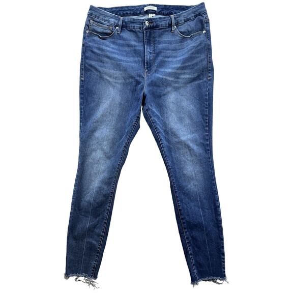 Good American Denim - Good American Good Legs Women's Size 20 Medium Wash Skinny Raw Hem Blue Jeans